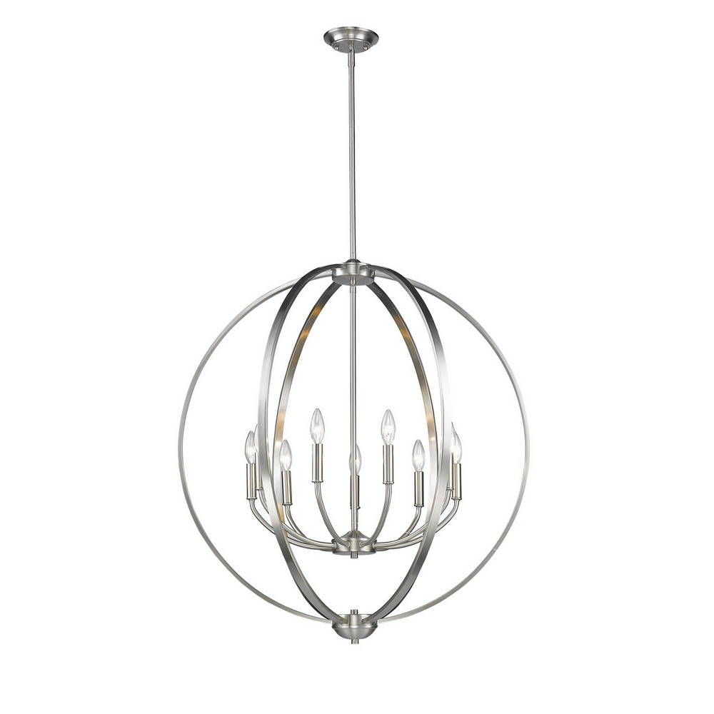 Golden Lighting-3167-9 PW-Colson - 9 Light Chandelier in Durable style - 35 Inches high by 31 Inches wide No Shade  Pewter Finish